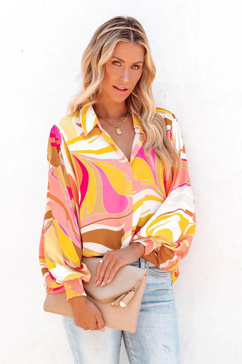 Getting Glam Printed Statement Sleeve Top