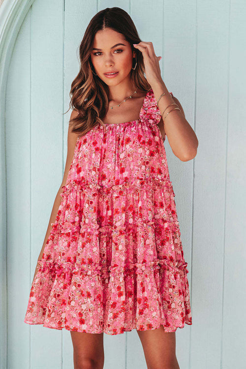 Completely In Love Pink Floral Print Mini Dress