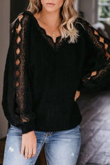Cozy As Can Be Lace Long Sleeve Sweater