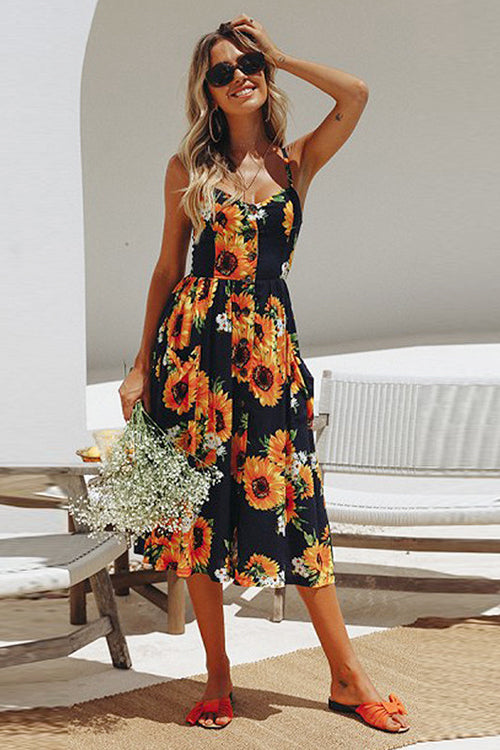 Sunflower Fit&Flare Print Midi Dress