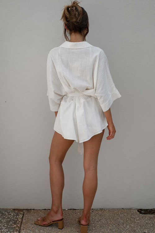 Take A Second Collared Short Sleeve Romper