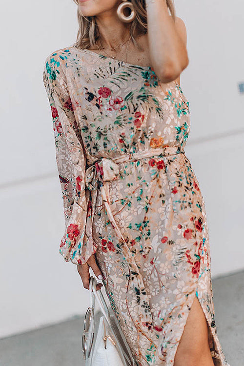 Keep It Lovely Floral One-Shoulder Midi Dress
