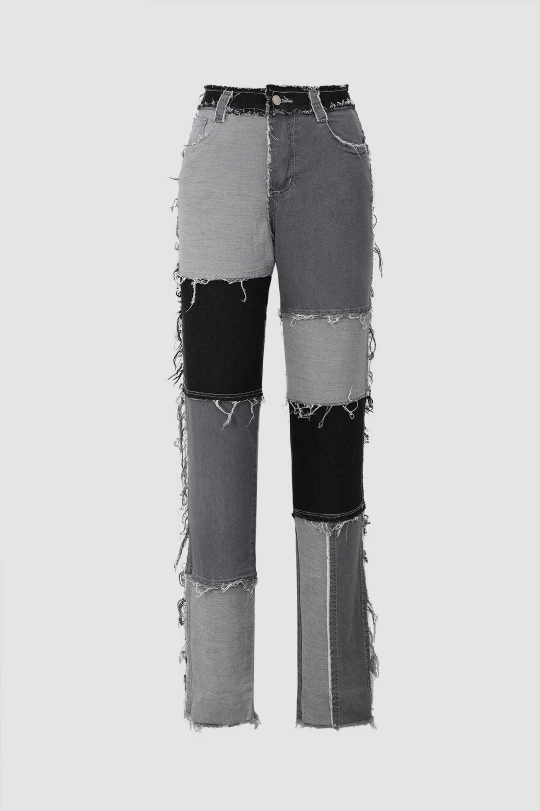 Frayed Patchwork Skinny Jeans