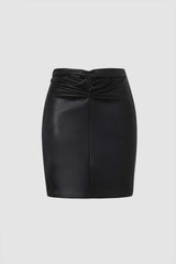 Faux Leather Twist Mini Skirt