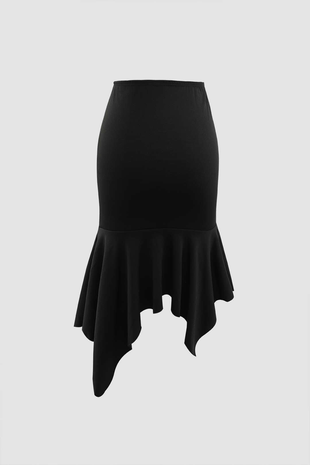 Asymmetric Ruffle Hem Skirt
