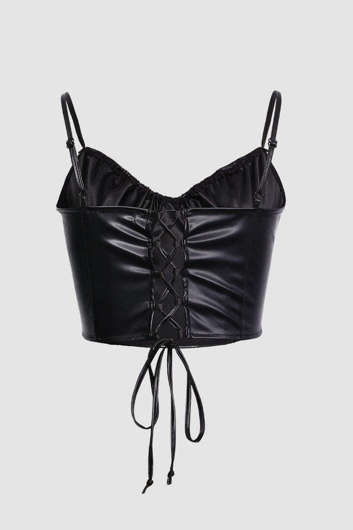 Faux Leather Bustier Top