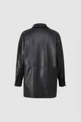 Flap Pocket Front Faux Leather Jacket