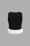Contrast Peplum Hem Knit Sleeveless Top