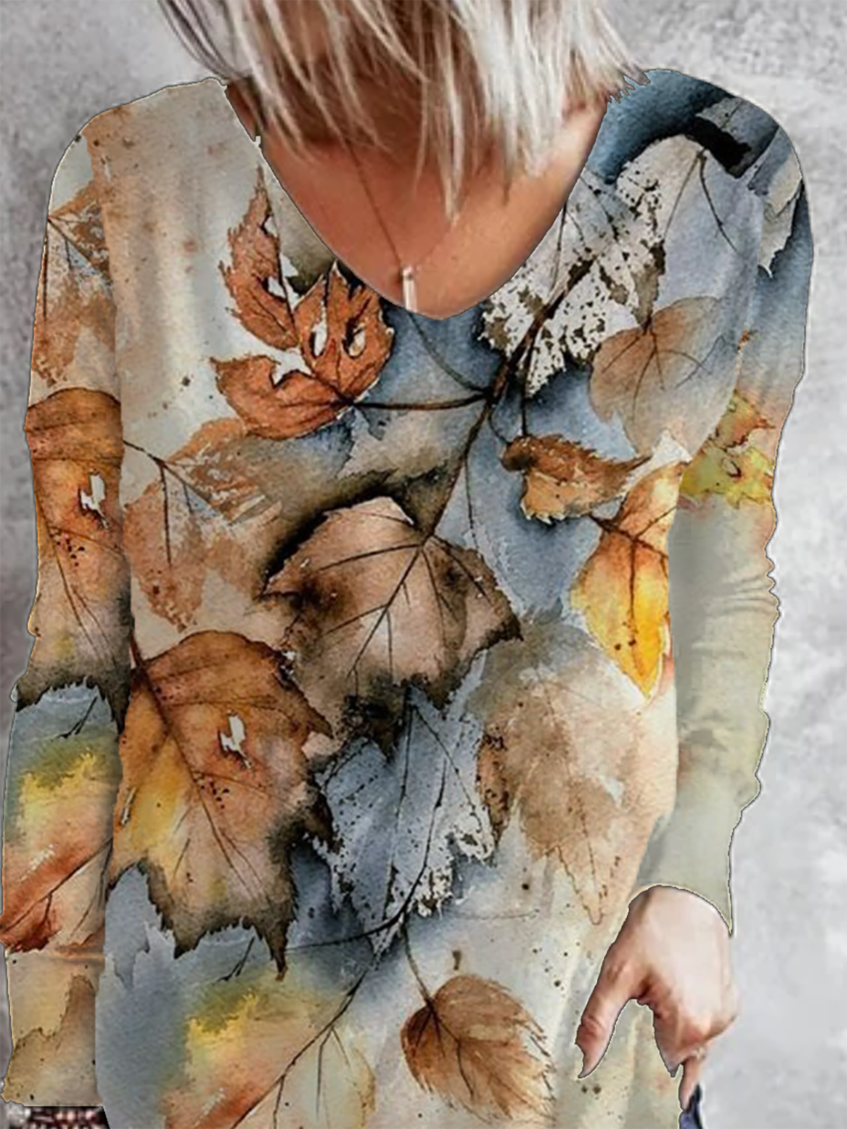 Plus size Fall Leaves Casual Shirts & Tops