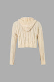 Hooded Cable Knit Sweater And Mini Skirt Set
