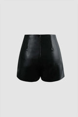 Faux Leather Wrap Shorts