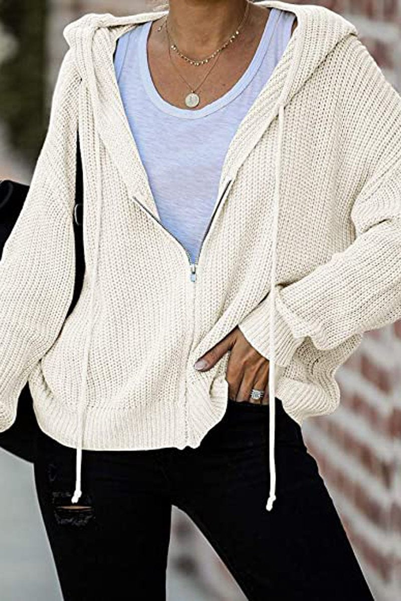 Zipper Casual Sweater Hooded Coat