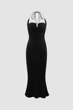 Halter Cut-Out Mermaid Midi Dress