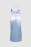 Blue Cut Out Midi Dress