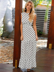 Pretty Dot Round-neck Maxi Dresses