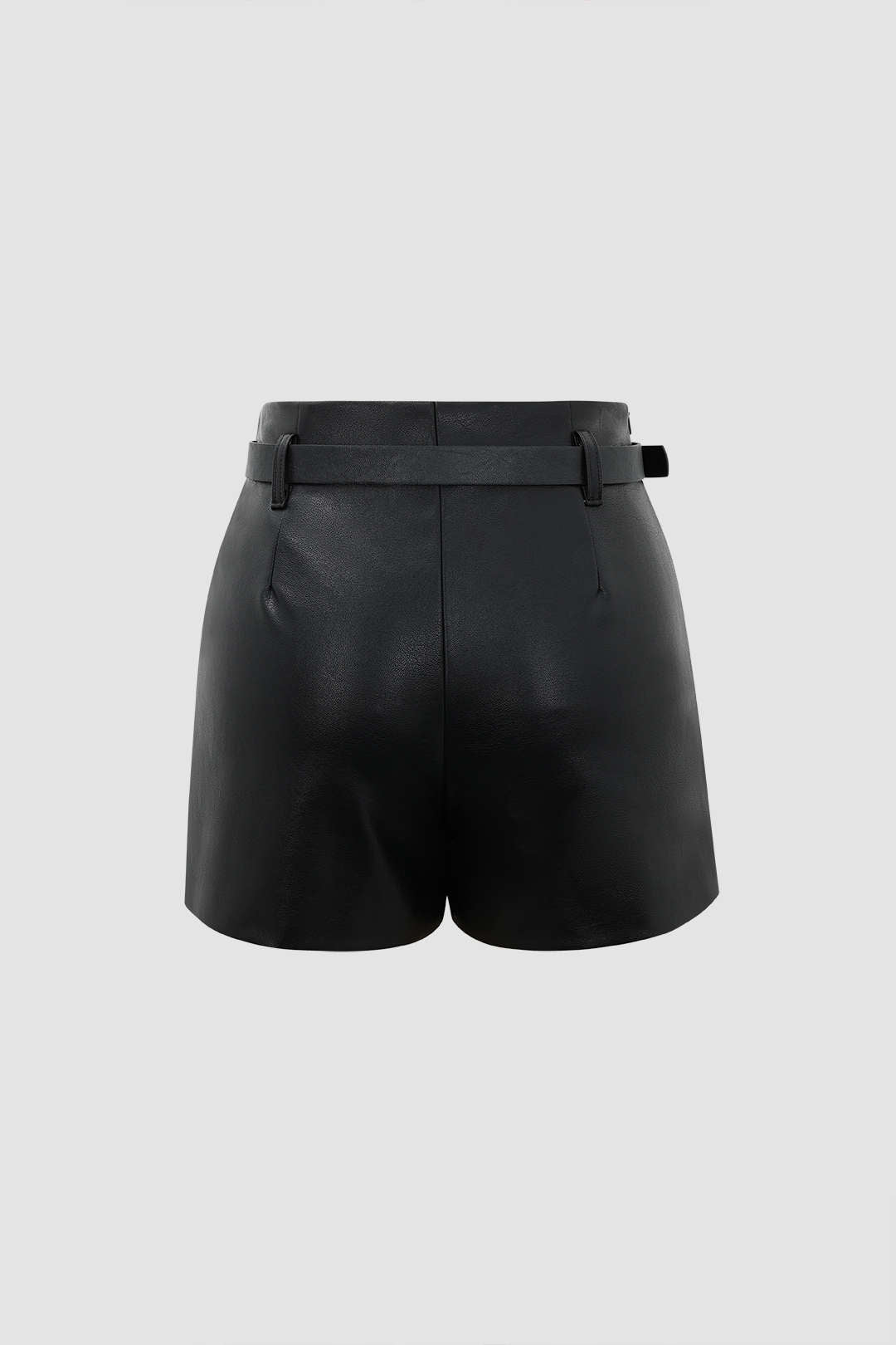 Faux Leather Shorts With Belt
