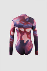 Abstract Print Long Sleeve Bodysuit