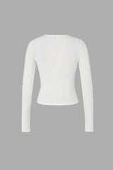 Cut Out Ribbed Long Sleeve Top