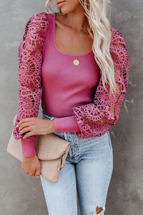 Just Vibing Hollow-Out Long Sleeve Knit Top