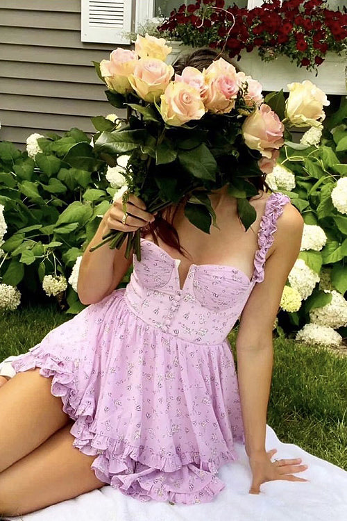 Sweet You Ruffled Floral Print Mini Dress