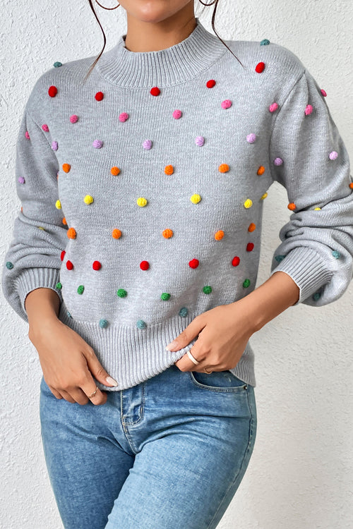 Endlessly Cozy Colorful Dots Long Sleeve Sweater