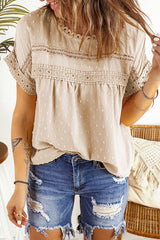 Every Summer Day Lace Dot Short Sleeve Top