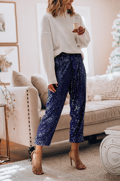 Holiday Ready Golden Sequin Pants