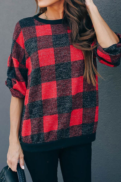 All at Once Gingham Long Sleeve Pullover