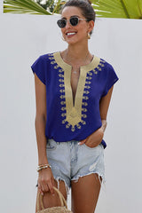 Pretty Pleased Boho Embroidered Short Sleeve Top