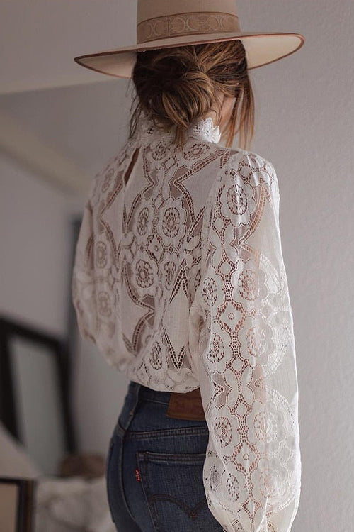Perfect Petals White Lace See-Through Top
