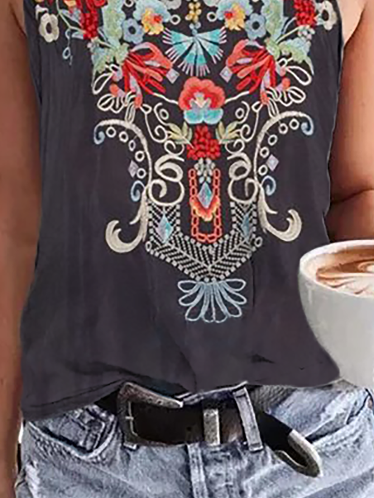 Plus size Sleeveless Boho Shirts & Tops