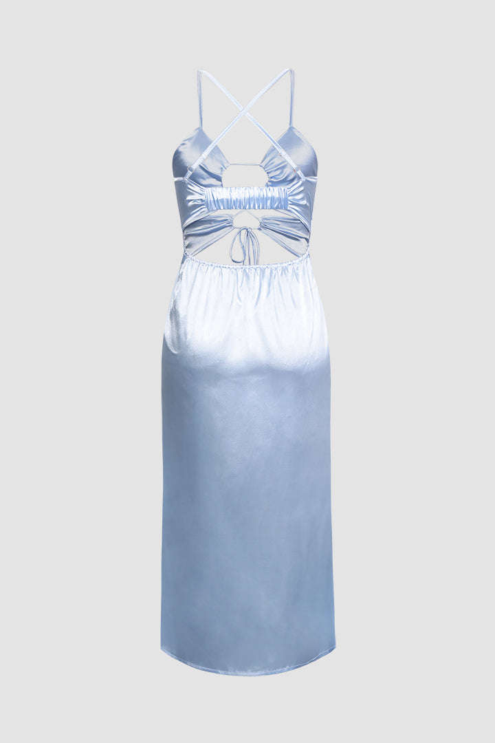 Blue Cut Out Midi Dress