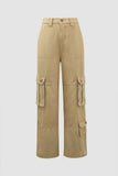 Elastic Waistband Wide Leg Cargo Pants