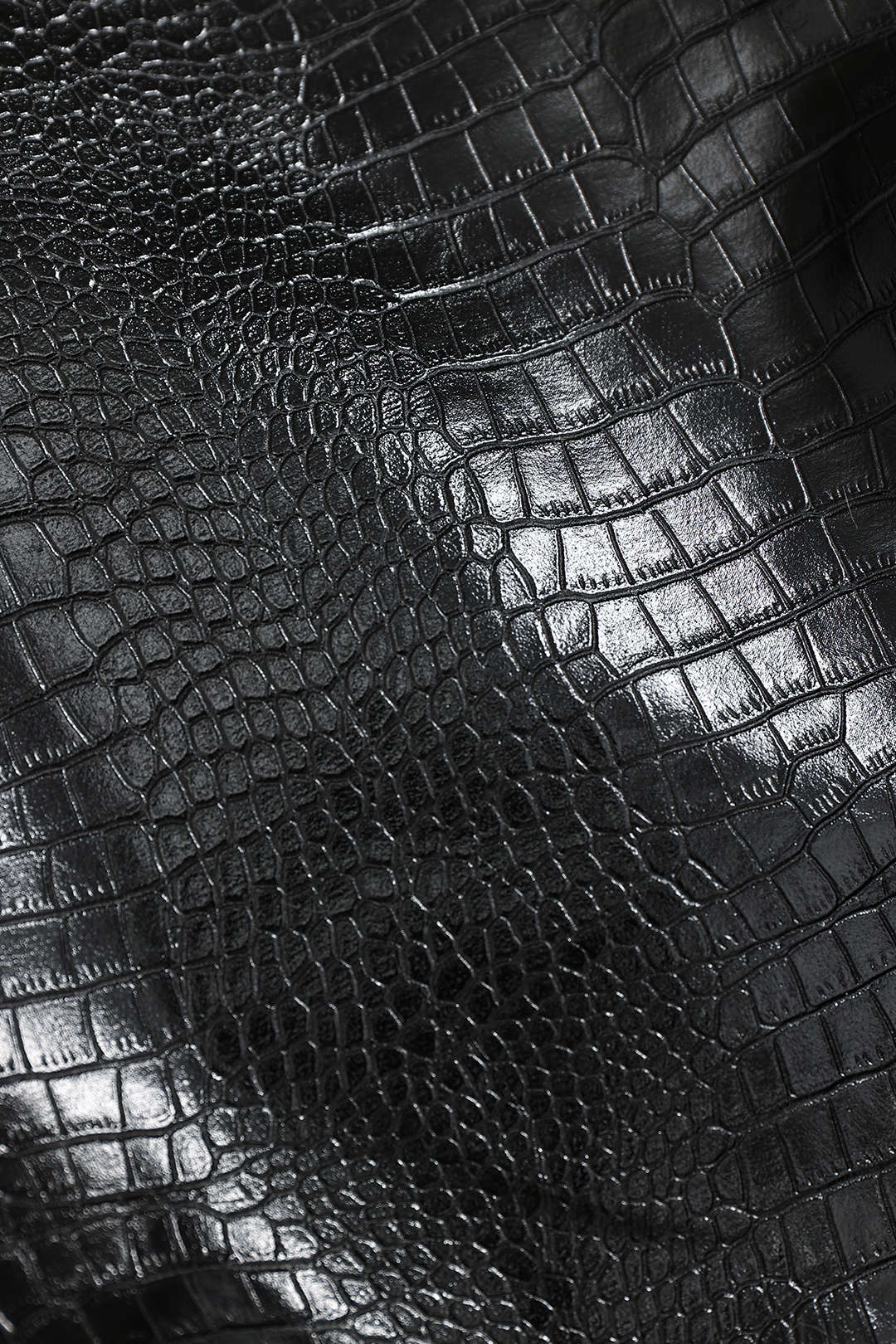 Croc-effect Leather Elasticated Hem Jacket