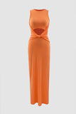 Knot Detail Cut Out Sleeveless Maxi Dress