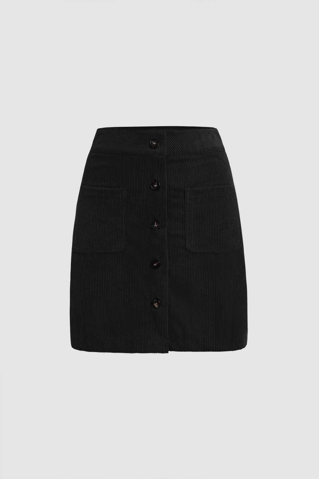 Button Front Corduroy Mini Skirt