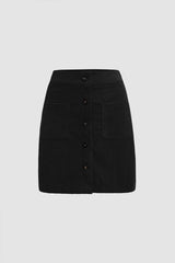 Button Front Corduroy Mini Skirt