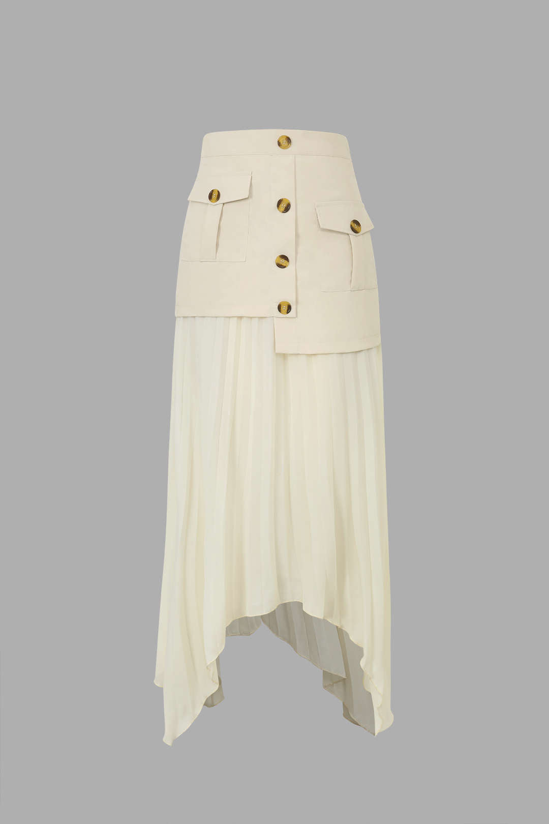 Asymmetrical Pleated Midi Skirt
