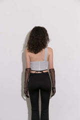 Grey One Shoulder Cut Out Corset Top