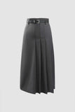 High-Waisted Pleated Skirt With Belt