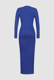 Deep V-neck Long Sleeve Midi Dress