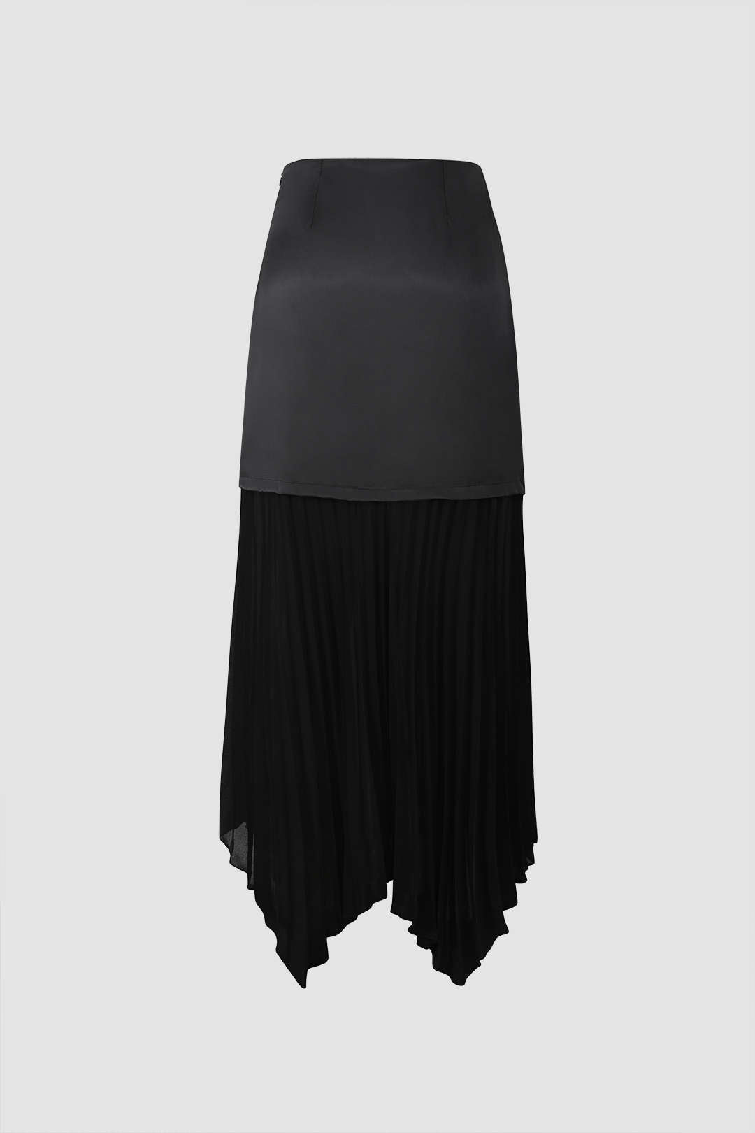 Asymmetric Pleated Midi Skirt