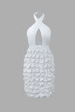 Halter Neck Textured Smocked Mini Dress
