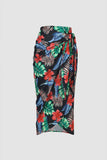 Floral Print Wrap Tie Midi Skirt