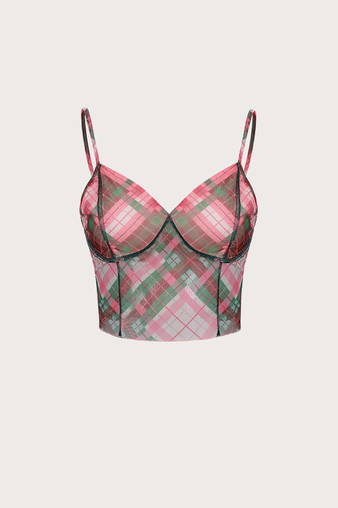 Checked Print Bustier Cami Top