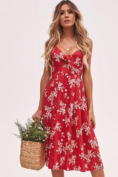 Summer Flower Print Midi Dress