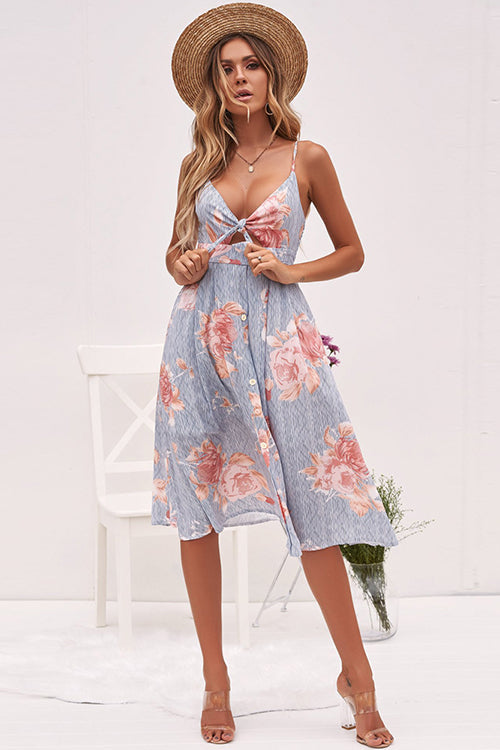 Summer Flower Print Midi Dress