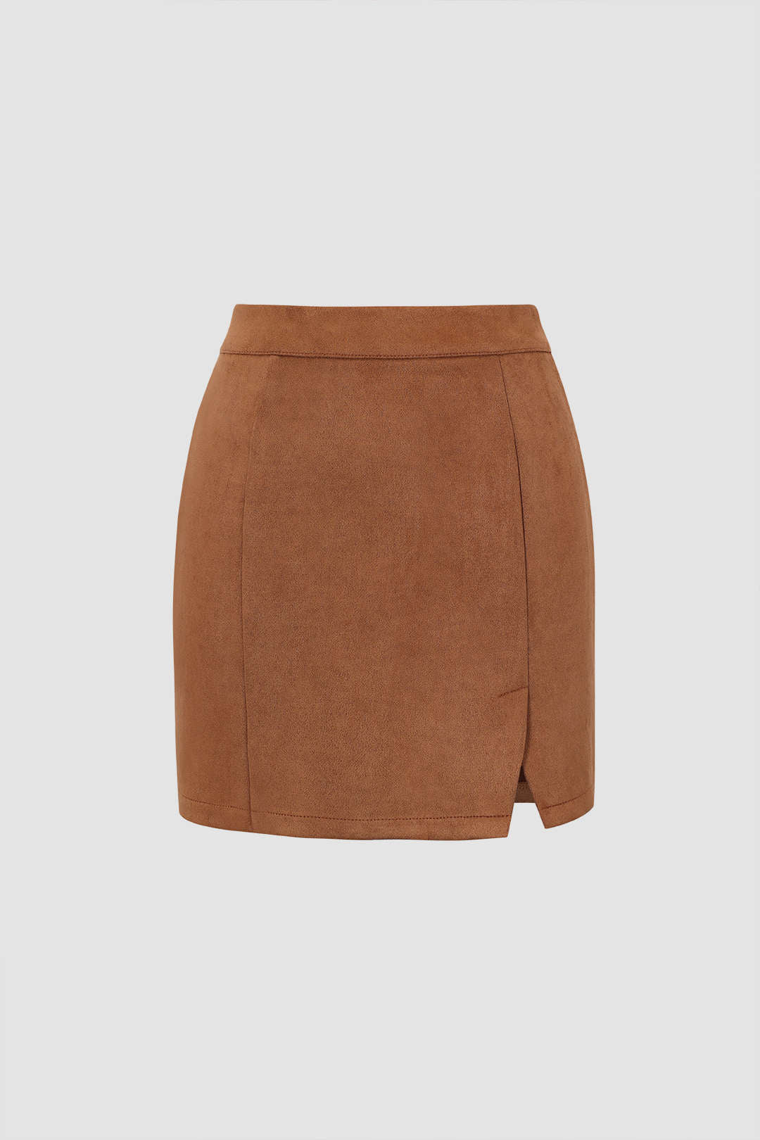 Faux Suede Side Slit Mini Skirt