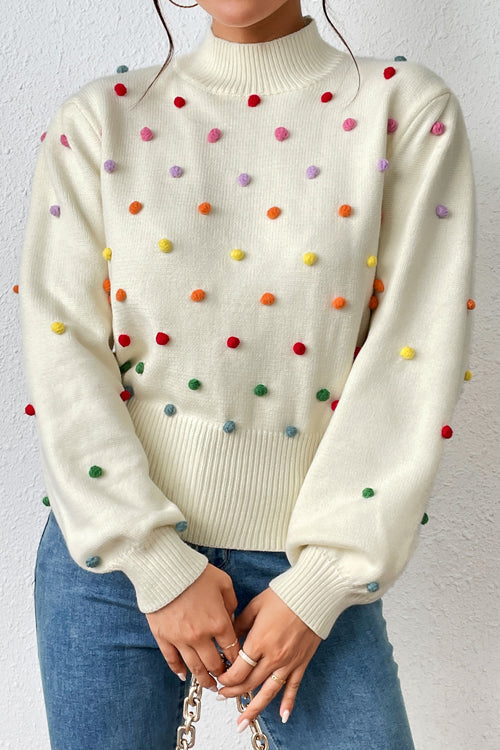 Endlessly Cozy Colorful Dots Long Sleeve Sweater
