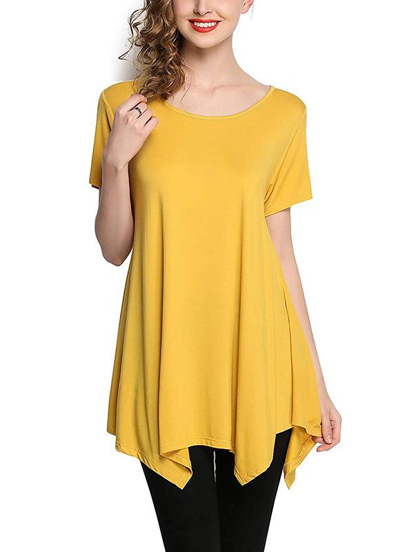 Plus Size Round Neck Woman Short Sleeve T-shirt